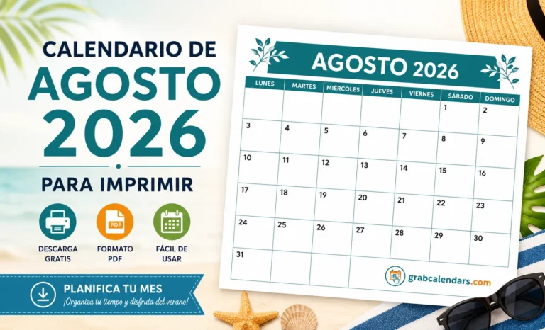 Calendario de Agosto